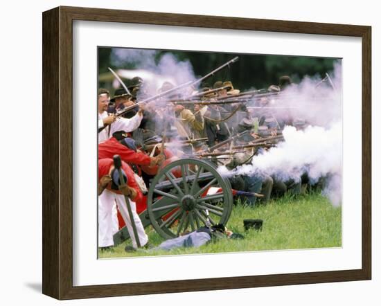 Confederate Fusillade Civil War Reenactment, Ferndale, Washington, USA-William Sutton-Framed Photographic Print