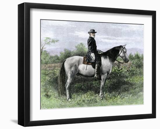 Confederate General Robert E. Lee on His Favorite War-Horse, Traveler-null-Framed Giclee Print