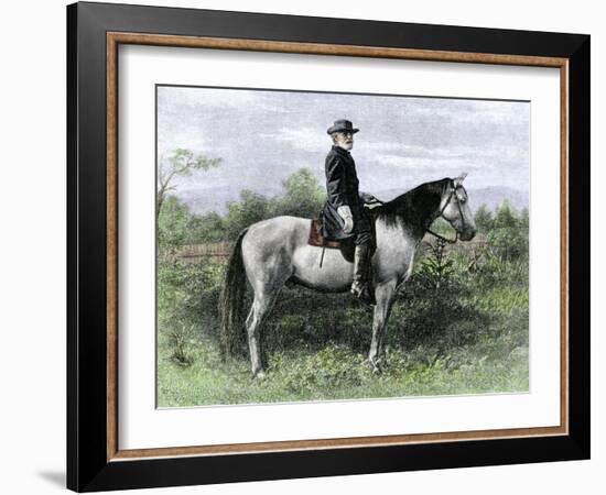 Confederate General Robert E. Lee on His Favorite War-Horse, Traveler-null-Framed Giclee Print