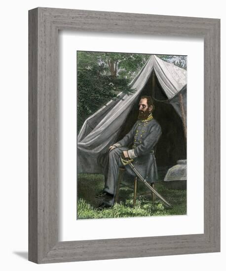 Confederate General Thomas J. (Stonewall) Jackson at His Field Headquarters, Civil War-null-Framed Giclee Print