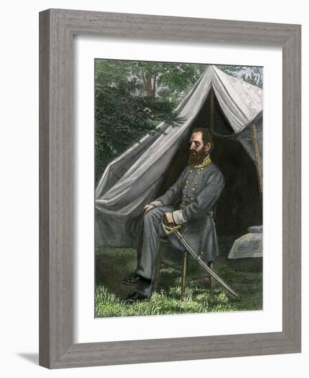 Confederate General Thomas J. (Stonewall) Jackson at His Field Headquarters, Civil War-null-Framed Giclee Print