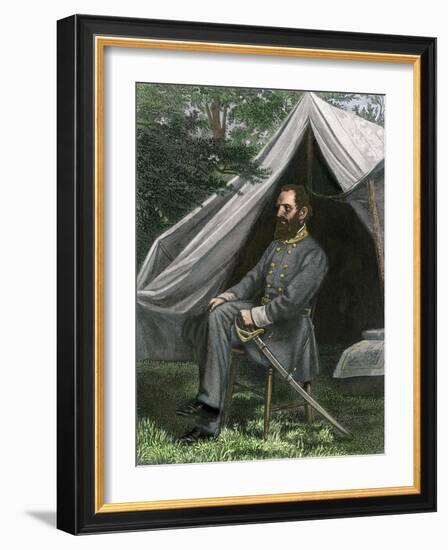 Confederate General Thomas J. (Stonewall) Jackson at His Field Headquarters, Civil War-null-Framed Giclee Print