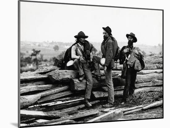 Confederate Prisoners near Logs-null-Mounted Photographic Print