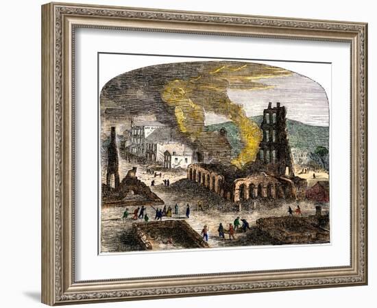 Confederate Quantrill Raid Burns Lawrence, Kansas, 1863-null-Framed Giclee Print