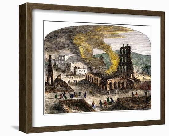 Confederate Quantrill Raid Burns Lawrence, Kansas, 1863-null-Framed Giclee Print