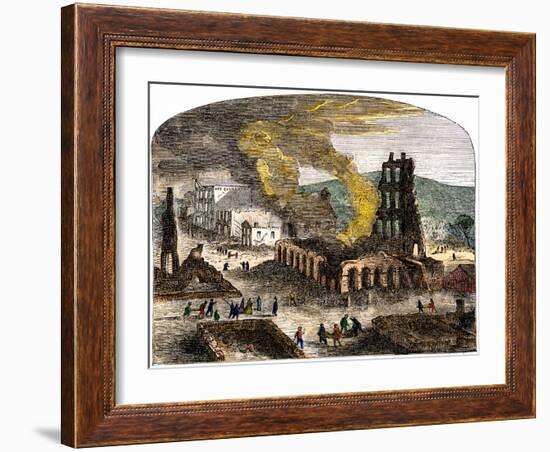 Confederate Quantrill Raid Burns Lawrence, Kansas, 1863-null-Framed Giclee Print