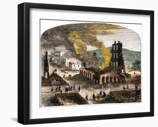 Confederate Quantrill Raid Burns Lawrence, Kansas, 1863-null-Framed Giclee Print