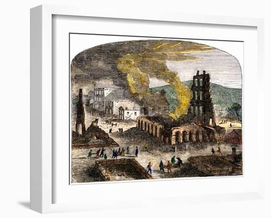 Confederate Quantrill Raid Burns Lawrence, Kansas, 1863-null-Framed Giclee Print