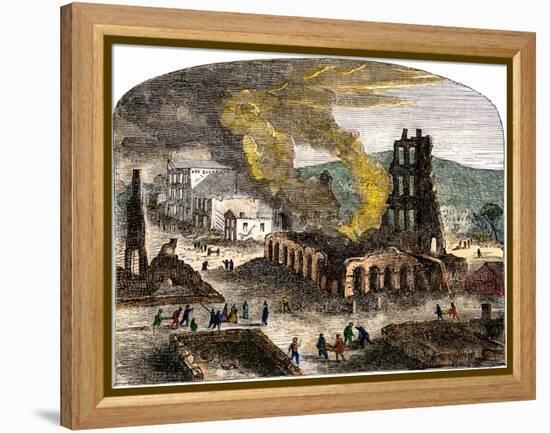 Confederate Quantrill Raid Burns Lawrence, Kansas, 1863-null-Framed Premier Image Canvas