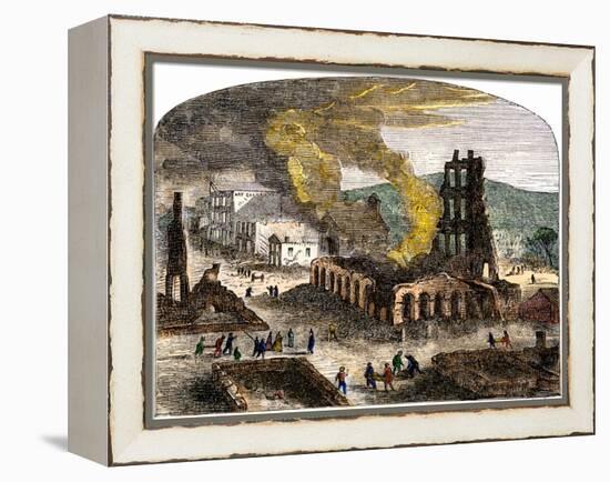 Confederate Quantrill Raid Burns Lawrence, Kansas, 1863-null-Framed Premier Image Canvas