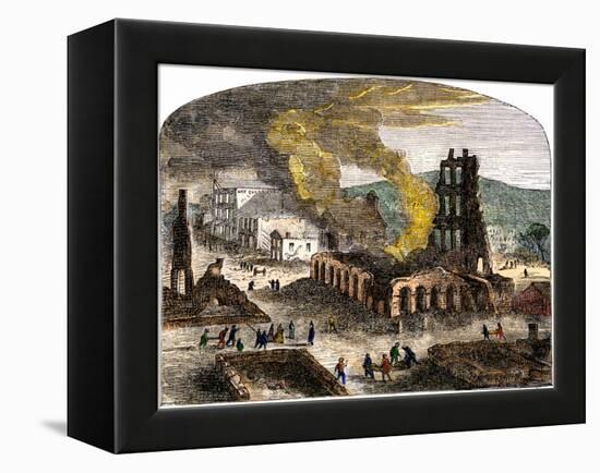 Confederate Quantrill Raid Burns Lawrence, Kansas, 1863-null-Framed Premier Image Canvas