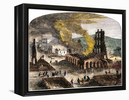 Confederate Quantrill Raid Burns Lawrence, Kansas, 1863-null-Framed Premier Image Canvas