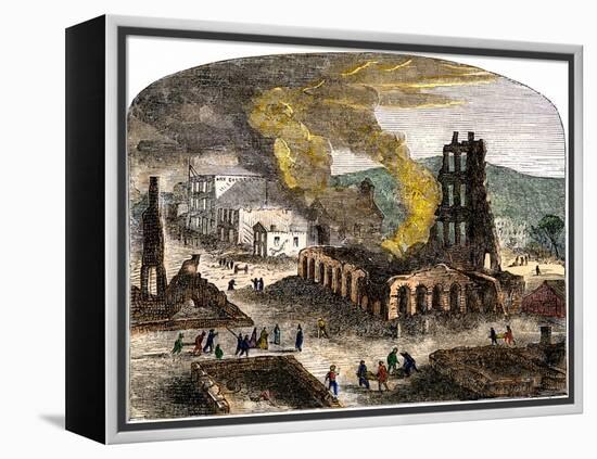 Confederate Quantrill Raid Burns Lawrence, Kansas, 1863-null-Framed Premier Image Canvas