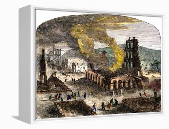 Confederate Quantrill Raid Burns Lawrence, Kansas, 1863-null-Framed Premier Image Canvas