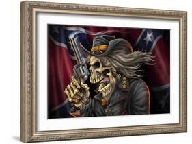 Confederate Rebel Civil War Skull General-FlyLand Designs-Framed Giclee Print