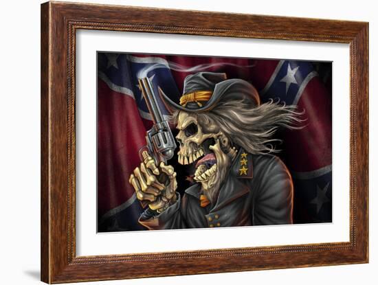 Confederate Rebel Civil War Skull General-FlyLand Designs-Framed Giclee Print