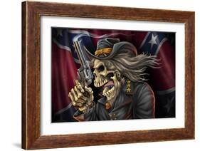 Confederate Rebel Civil War Skull General-FlyLand Designs-Framed Giclee Print