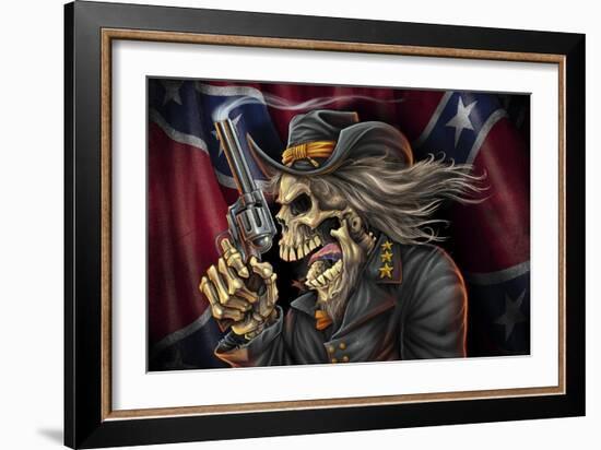 Confederate Rebel Civil War Skull General-FlyLand Designs-Framed Giclee Print
