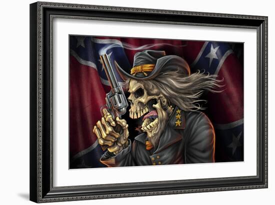 Confederate Rebel Civil War Skull General-FlyLand Designs-Framed Giclee Print