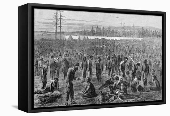 Confederate Soldiers at Prison Camp-null-Framed Premier Image Canvas