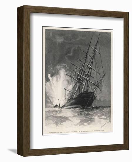 Confederate Torpedo Boat Sinks the "Housatonic" off Charleston Virginia-J.o. Davidson-Framed Art Print