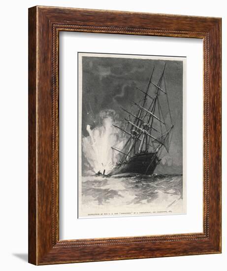 Confederate Torpedo Boat Sinks the "Housatonic" off Charleston Virginia-J.o. Davidson-Framed Art Print