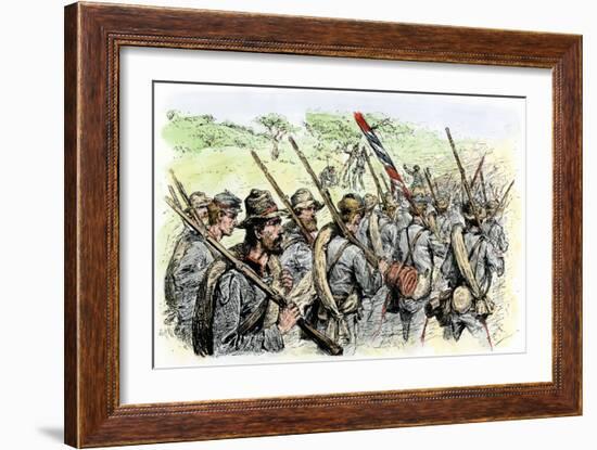 Confederate Troops on the March, American Civil War-null-Framed Giclee Print