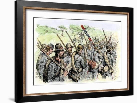 Confederate Troops on the March, American Civil War-null-Framed Giclee Print