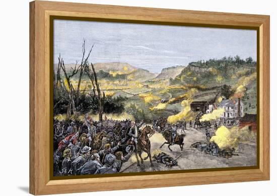 Confederates Driven from Elkhorn Tavern in the Battle of Pea Ridge, Arkansas-null-Framed Premier Image Canvas