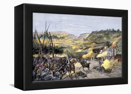 Confederates Driven from Elkhorn Tavern in the Battle of Pea Ridge, Arkansas-null-Framed Premier Image Canvas