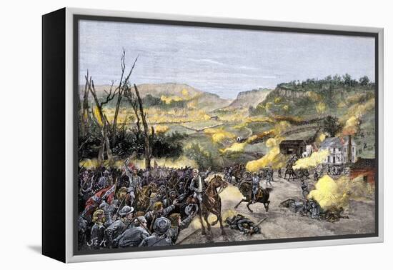 Confederates Driven from Elkhorn Tavern in the Battle of Pea Ridge, Arkansas-null-Framed Premier Image Canvas