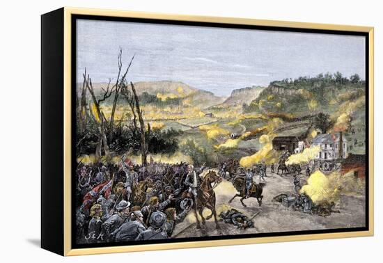 Confederates Driven from Elkhorn Tavern in the Battle of Pea Ridge, Arkansas-null-Framed Premier Image Canvas