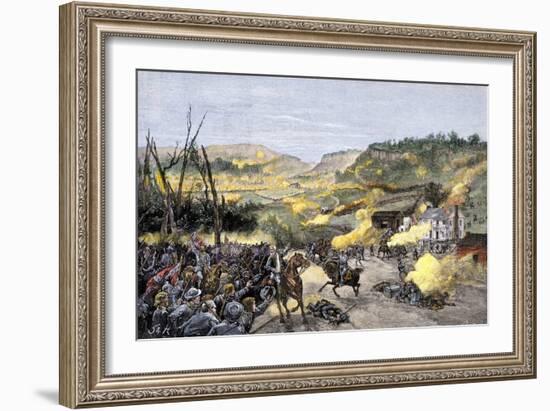 Confederates Driven from Elkhorn Tavern in the Battle of Pea Ridge, Arkansas-null-Framed Giclee Print