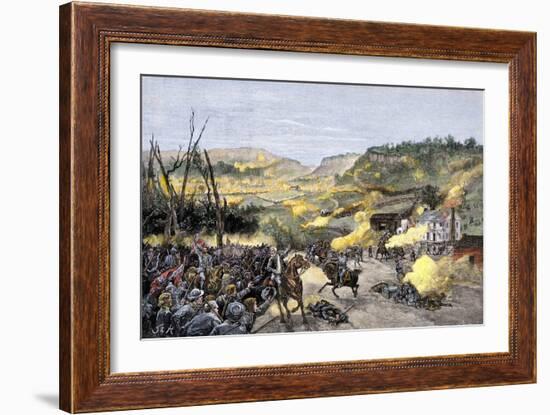 Confederates Driven from Elkhorn Tavern in the Battle of Pea Ridge, Arkansas-null-Framed Giclee Print