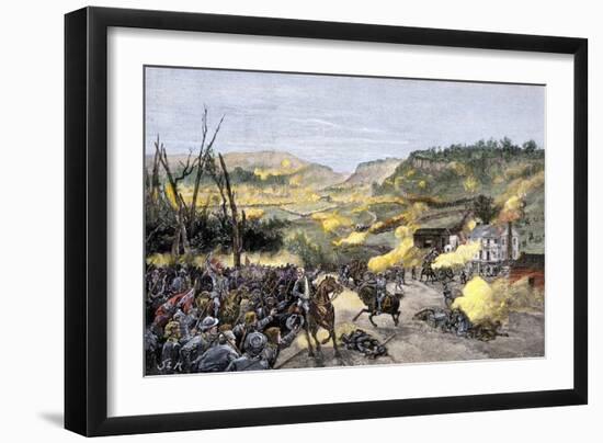 Confederates Driven from Elkhorn Tavern in the Battle of Pea Ridge, Arkansas-null-Framed Giclee Print
