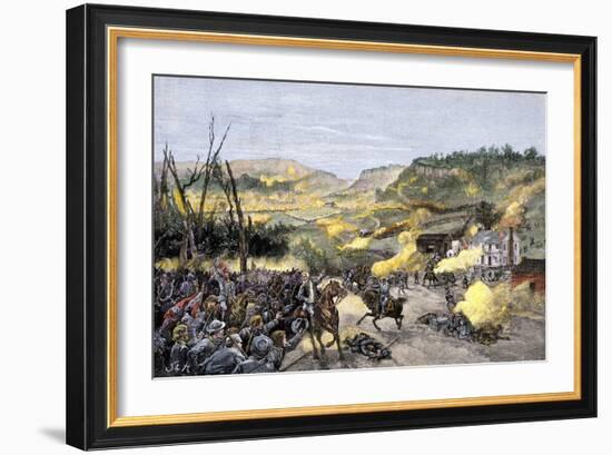 Confederates Driven from Elkhorn Tavern in the Battle of Pea Ridge, Arkansas-null-Framed Giclee Print