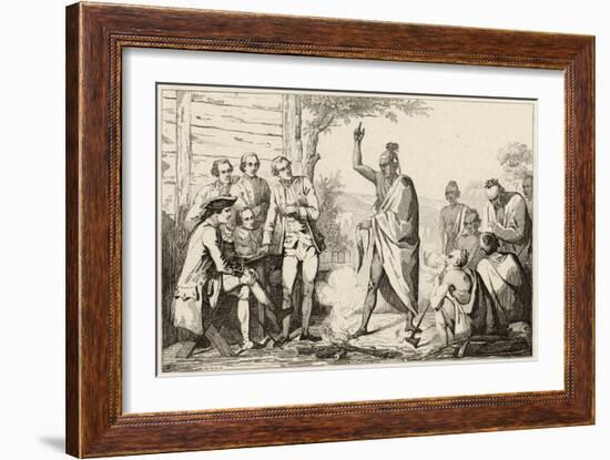 Conference Between the French and Indian Leaders Around a Ceremonial Fire-Vernier-Framed Art Print