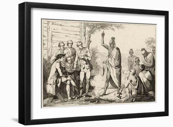 Conference Between the French and Indian Leaders Around a Ceremonial Fire-Vernier-Framed Art Print