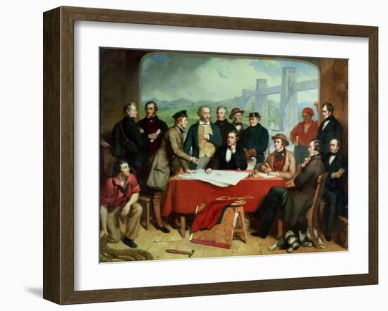 Conference of Engineers at Britannia Bridge, circa 1850-John Seymour Lucas-Framed Giclee Print