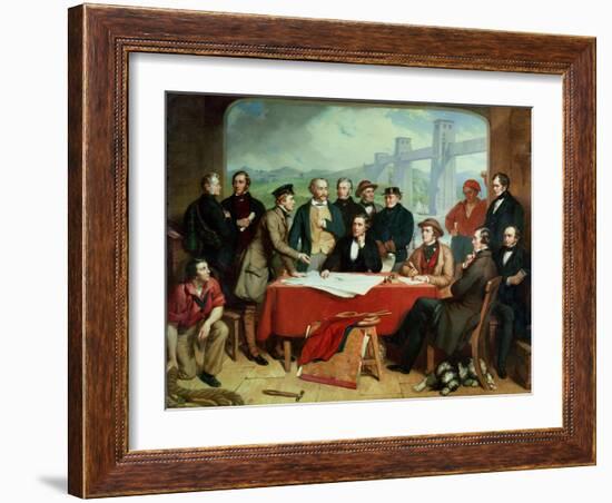 Conference of Engineers at Britannia Bridge, circa 1850-John Seymour Lucas-Framed Giclee Print