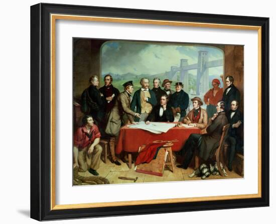 Conference of Engineers at Britannia Bridge, circa 1850-John Seymour Lucas-Framed Giclee Print