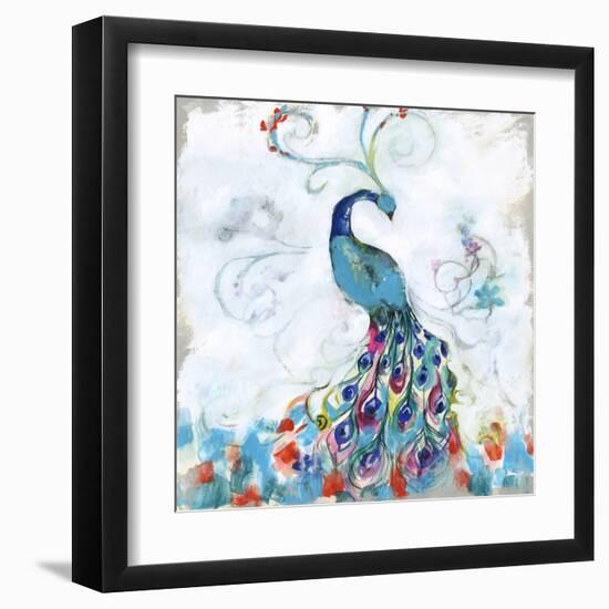 Confetti Peacock I-Jennifer Goldberger-Framed Art Print