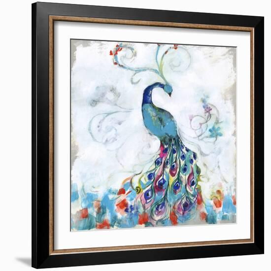 Confetti Peacock I-Jennifer Goldberger-Framed Art Print