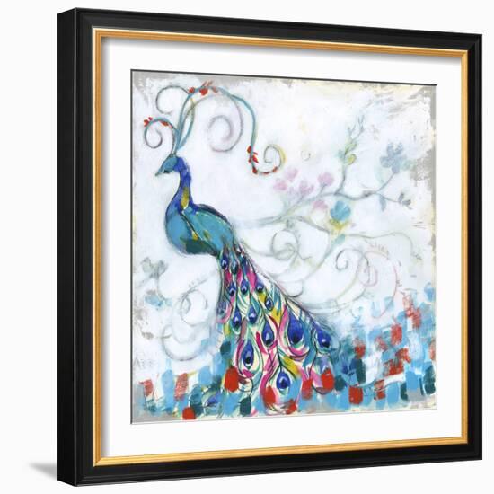 Confetti Peacock II-Jennifer Goldberger-Framed Premium Giclee Print