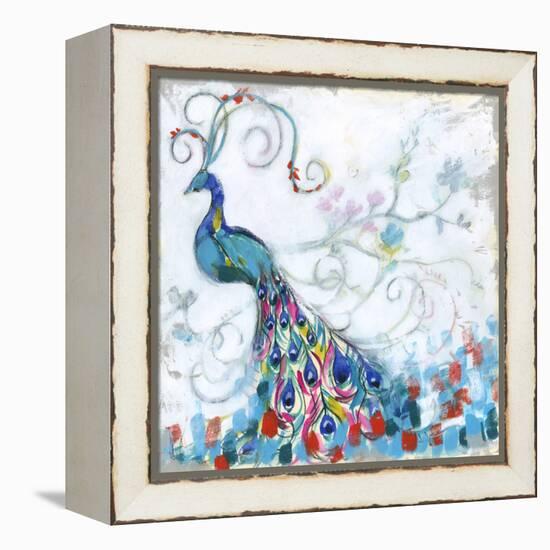 Confetti Peacock II-Jennifer Goldberger-Framed Stretched Canvas