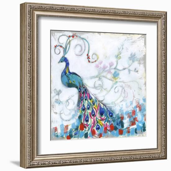 Confetti Peacock II-Jennifer Goldberger-Framed Art Print