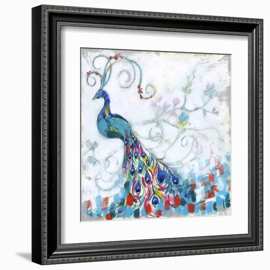 Confetti Peacock II-Jennifer Goldberger-Framed Art Print