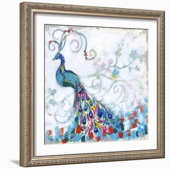 Confetti Peacock II-Jennifer Goldberger-Framed Art Print