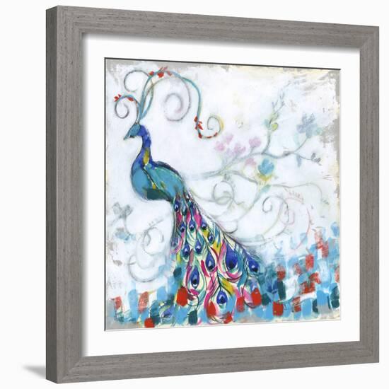 Confetti Peacock II-Jennifer Goldberger-Framed Art Print