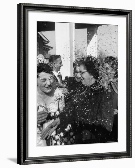 Confetti Shower After Italian American Wedding-Ralph Morse-Framed Photographic Print